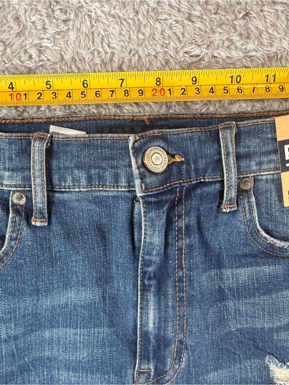 NWT Aeropostale High Rise Mini Skirt Distressed Denim Raw Hem Blue Size 8 - Picture 9 of 12